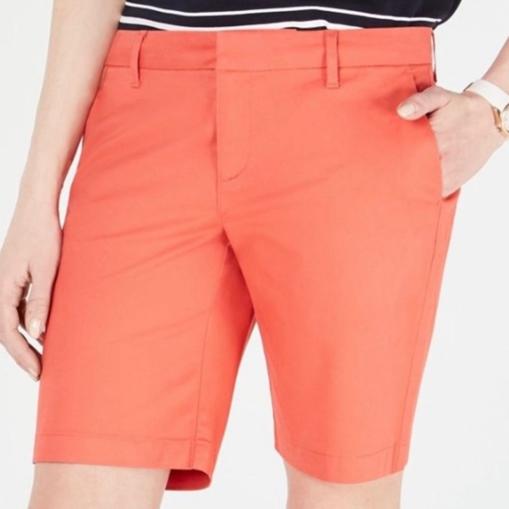 NWT Tommy Hilfiger Orange Coralie Pocket Bermuda Shorts Women’s Size 14